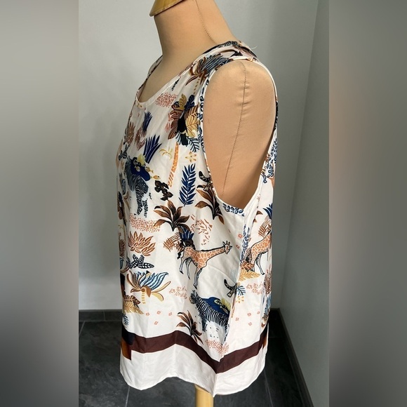 African Savannah Print Tank Top Sleeveless Blouse Zebra Giraffe Leopard - Picture 5 of 6